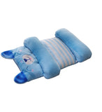 Blue cotton baby neck pillow providing soft support for newborns and infants during sleep and travel