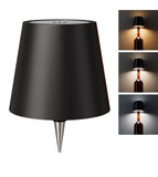 Black plastic wireless LED wine bottle lamp with touch control and adjustable brightness for home decor