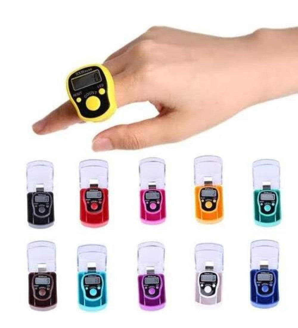 Multicolor plastic digital finger tally counter with large LCD display and LED light