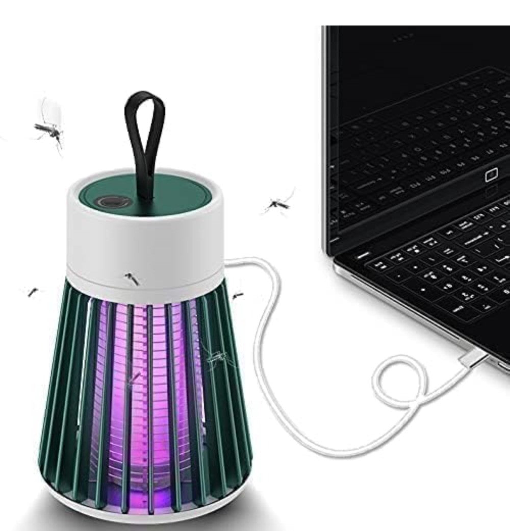 White USB powered mosquito lamp that uses UV light to attract and zap flying insects indoors