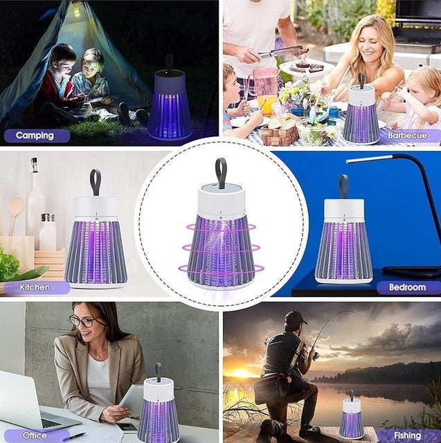 White USB powered mosquito lamp that uses UV light to attract and zap flying insects indoors