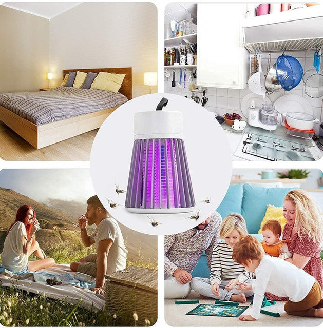 White USB powered mosquito lamp that uses UV light to attract and zap flying insects indoors