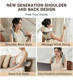 Grey faux leather rechargeable neck massager with heat therapy for soothing neck and shoulder muscles
