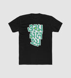 Men's Polyester Printed Round Neck Short Sleeve T-Shirt (Black)
