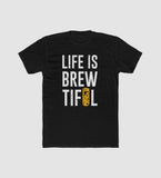 Men's Polyester Printed Round Neck Short Sleeve T-Shirt (Black)