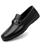Men's Synthetic Leather Solid Slip-On Casual Loafers With Metal Bit (Black)