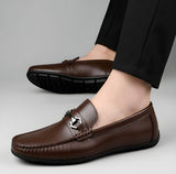 Men's Synthetic Leather Solid Slip-On Casual Loafers With Metal Bit (Brown)