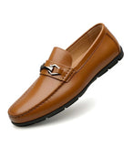 Men's Synthetic Leather Solid Slip-On Casual Loafers With Metal Bit (Tan)