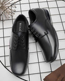 Men's Synthetic Leather Solid Lace-Up Formal Shoes (Black)