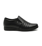 Men's Synthetic Leather Solid Slip-On Formal Shoes (Black)