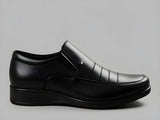 Men's Synthetic Leather Solid Slip-On Formal Shoes (Black)