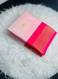 Pink solid cotton silk saree with unstitched blouse piece, 5.5 meters length