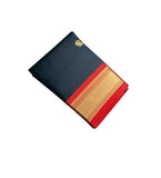 Black and red solid cotton silk saree with unstitched blouse piece, 5.5 meters length