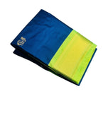 Navy blue and light green solid cotton silk saree with unstitched blouse piece, 5.5 meters length