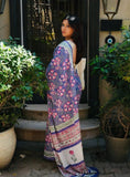 Multicolor linen floral printed saree with unstitched blouse piece, 5.5 meters length