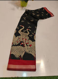 Black and red linen Kalamkari printed saree with unstitched blouse piece, 5.5 meters length