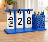 Plastic Calendar Pen Holder (Multicolor)