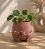 Plastic Barista Buddy - Cute Planter (Only Planter) (Pink)