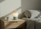 Plastic Cylindrical Minimalistic Table Lamp (White-Pastel Green)