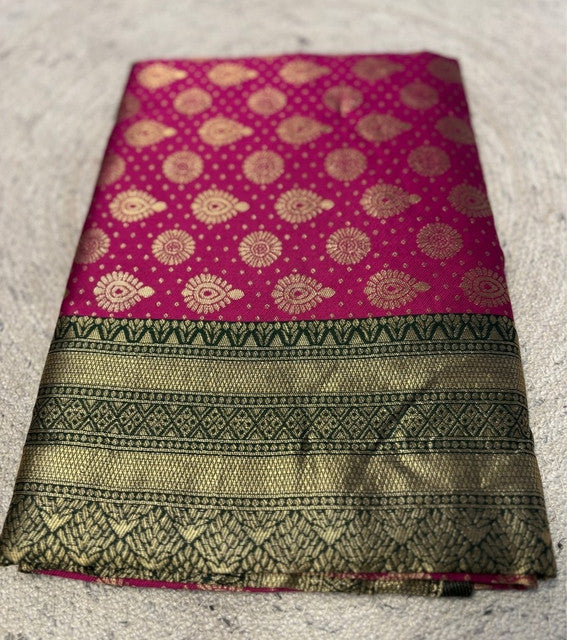 Women's Jacquard Printed Saree With Unstitched Blouse - 5.5 Mtr (Pink)
