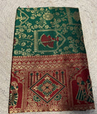 Women's Jacquard Printed Saree With Unstitched Blouse - 5.5 Mtr (Green-Red)