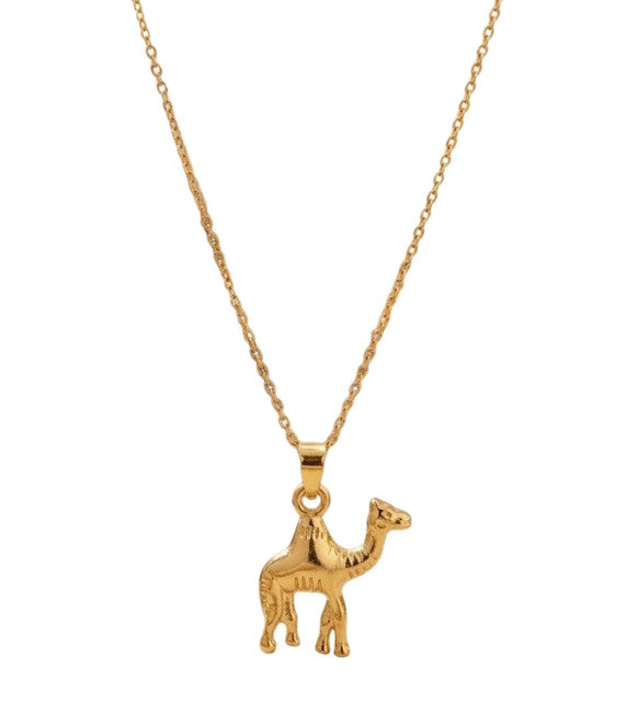 Women's Pack of 2 Brass Gold Plated Camel Pendant Necklace (Gold)-PID68264