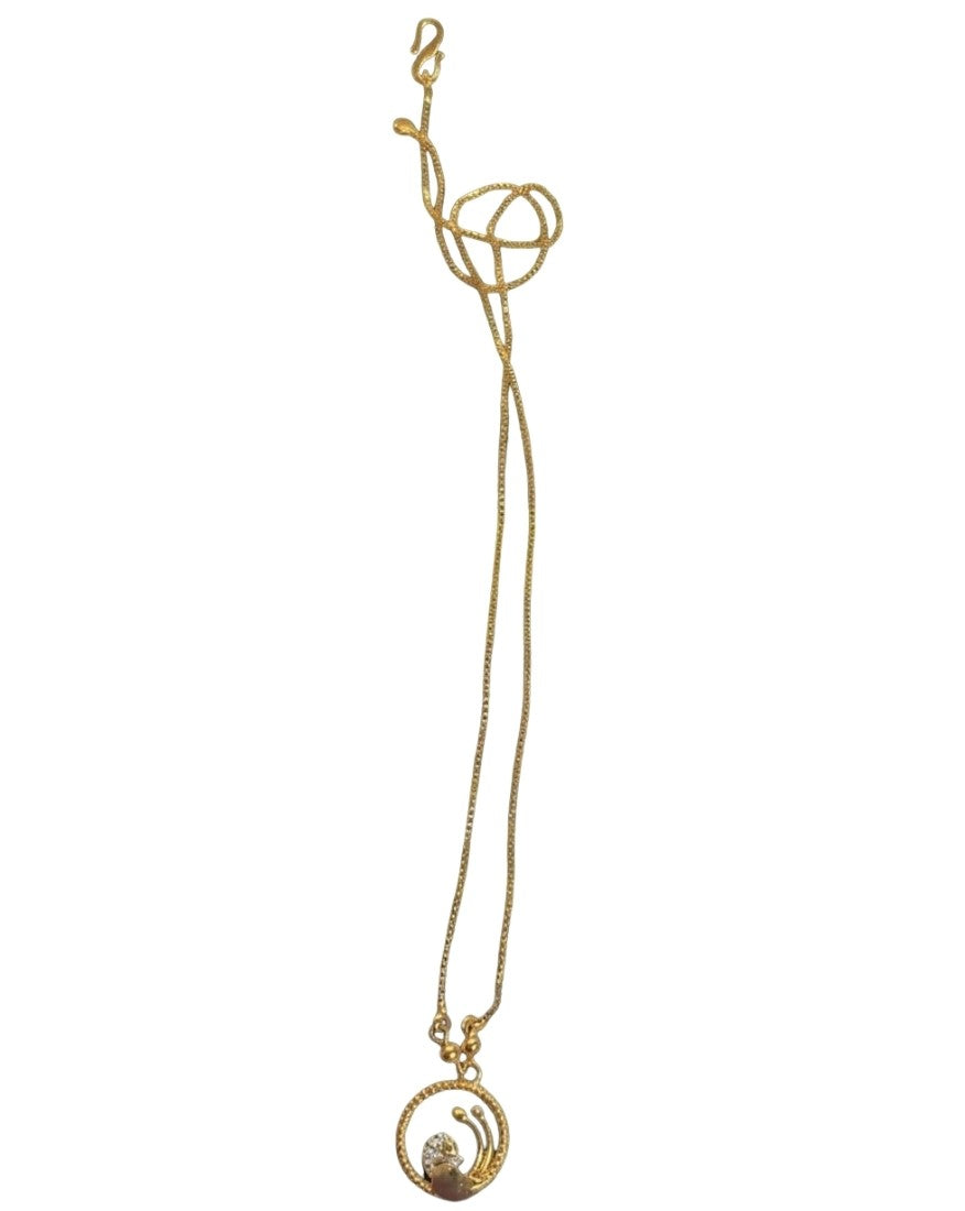 Women's Pack of 2 Brass Gold Plated Circular Swirl CZ Pendant Necklace (Gold)-PID68271