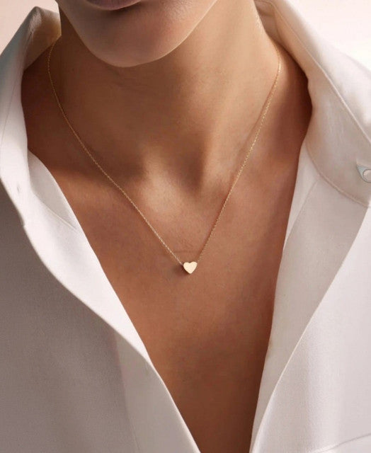 Gold plated brass mini heart pendant necklace set, pack of two delicate gold-toned necklaces
