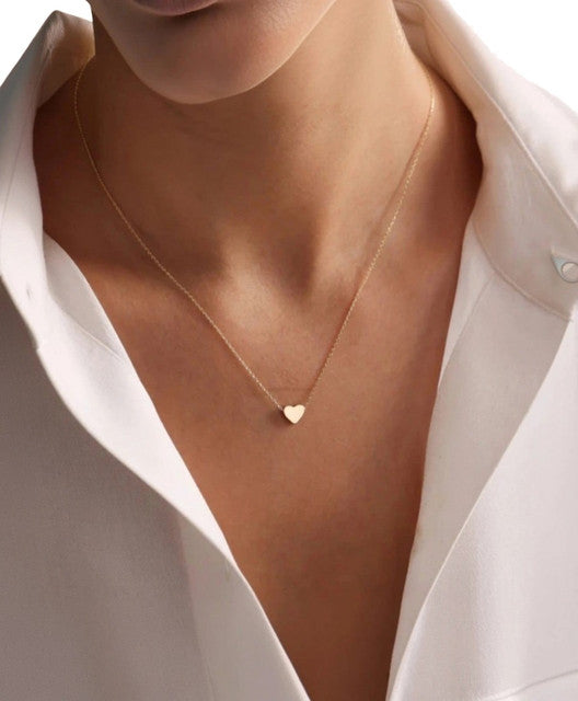 Gold plated brass mini heart pendant necklace set, pack of two delicate gold-toned necklaces