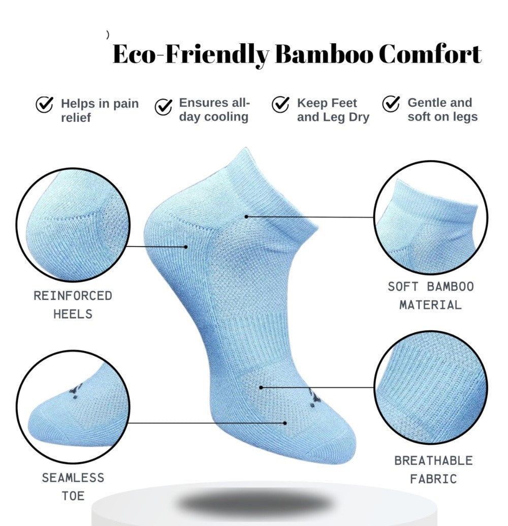 Pack of 3 Unisex Bamboo Blend Solid Low Cut Socks (Multicolor)