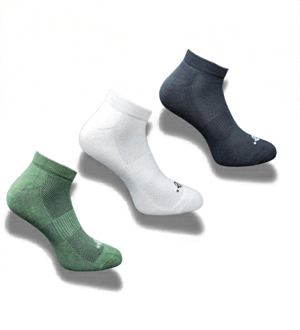 Pack of 3 Unisex Bamboo Blend Solid Low Cut Socks (Multicolor)