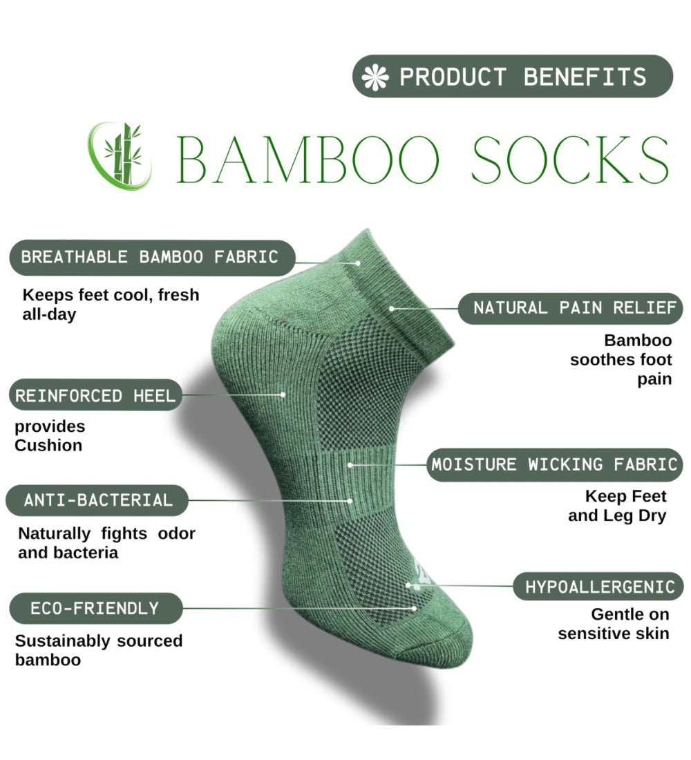 Pack of 3 Unisex Bamboo Blend Solid Low Cut Socks (Olive, Navy Blue)