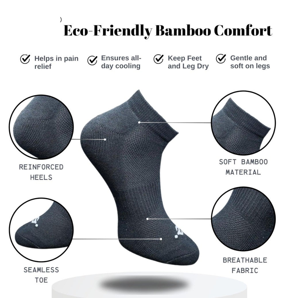 Pack of 3 Unisex Bamboo Blend Solid Low Cut Socks ( Light Peach, Black)