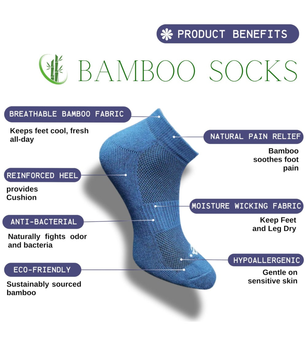 Pack of 3 Unisex Bamboo Blend Solid Low Cut Socks (Navy Blue)