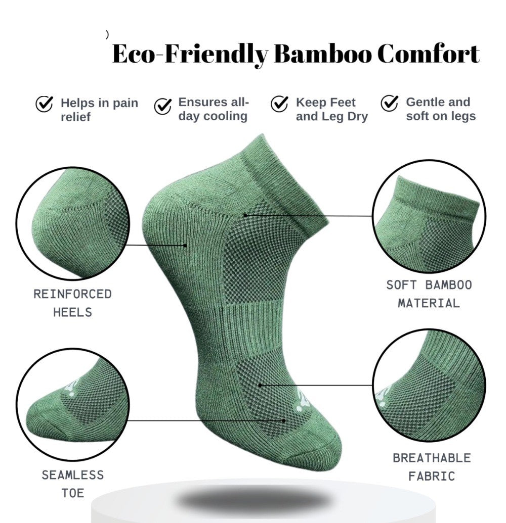 Pack of 3 Unisex Bamboo Blend Solid Low Cut Socks (Light Peach, Olive)