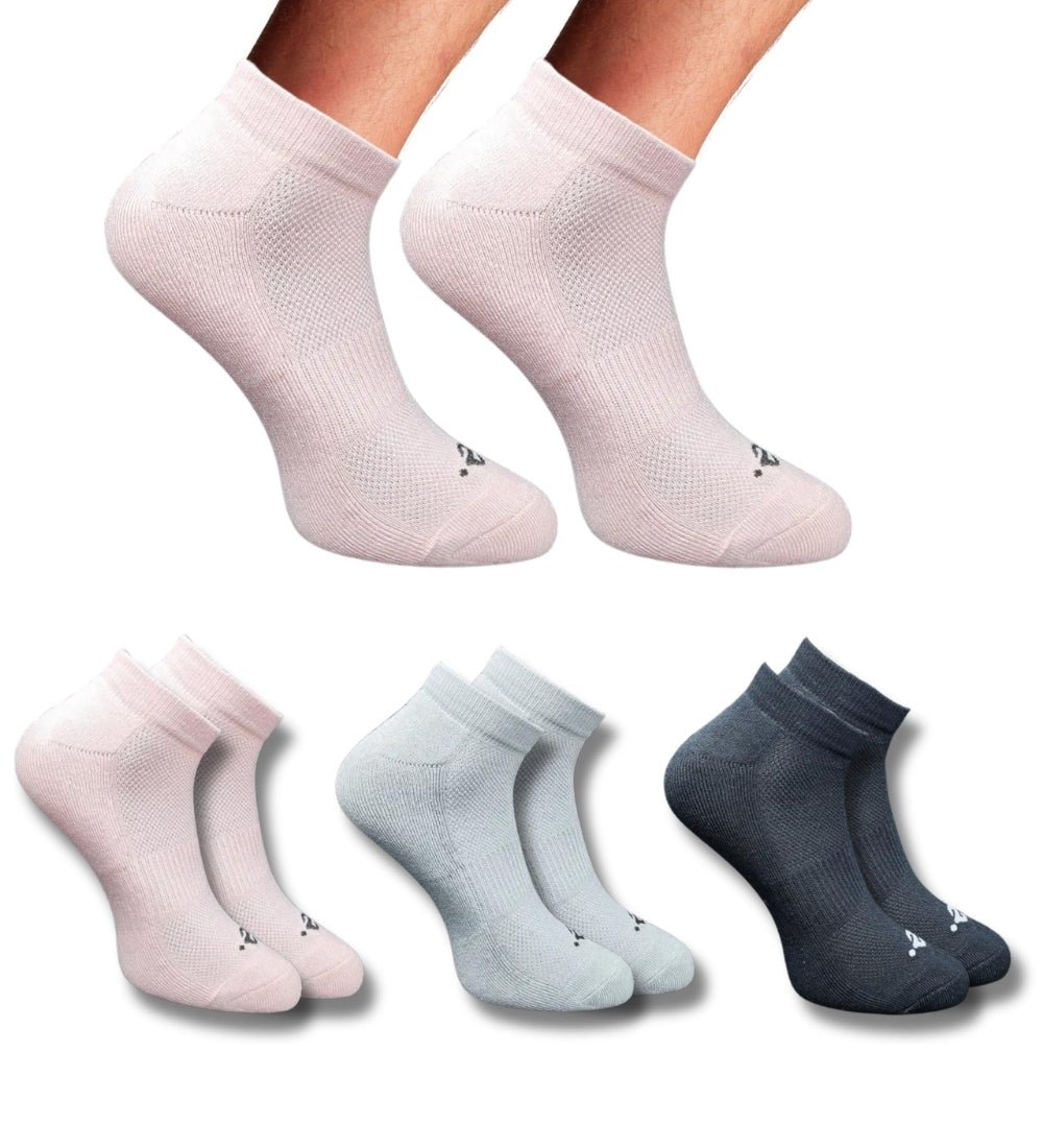 Pack of 3 Unisex Bamboo Blend Solid Low Cut Socks (Multicolor)