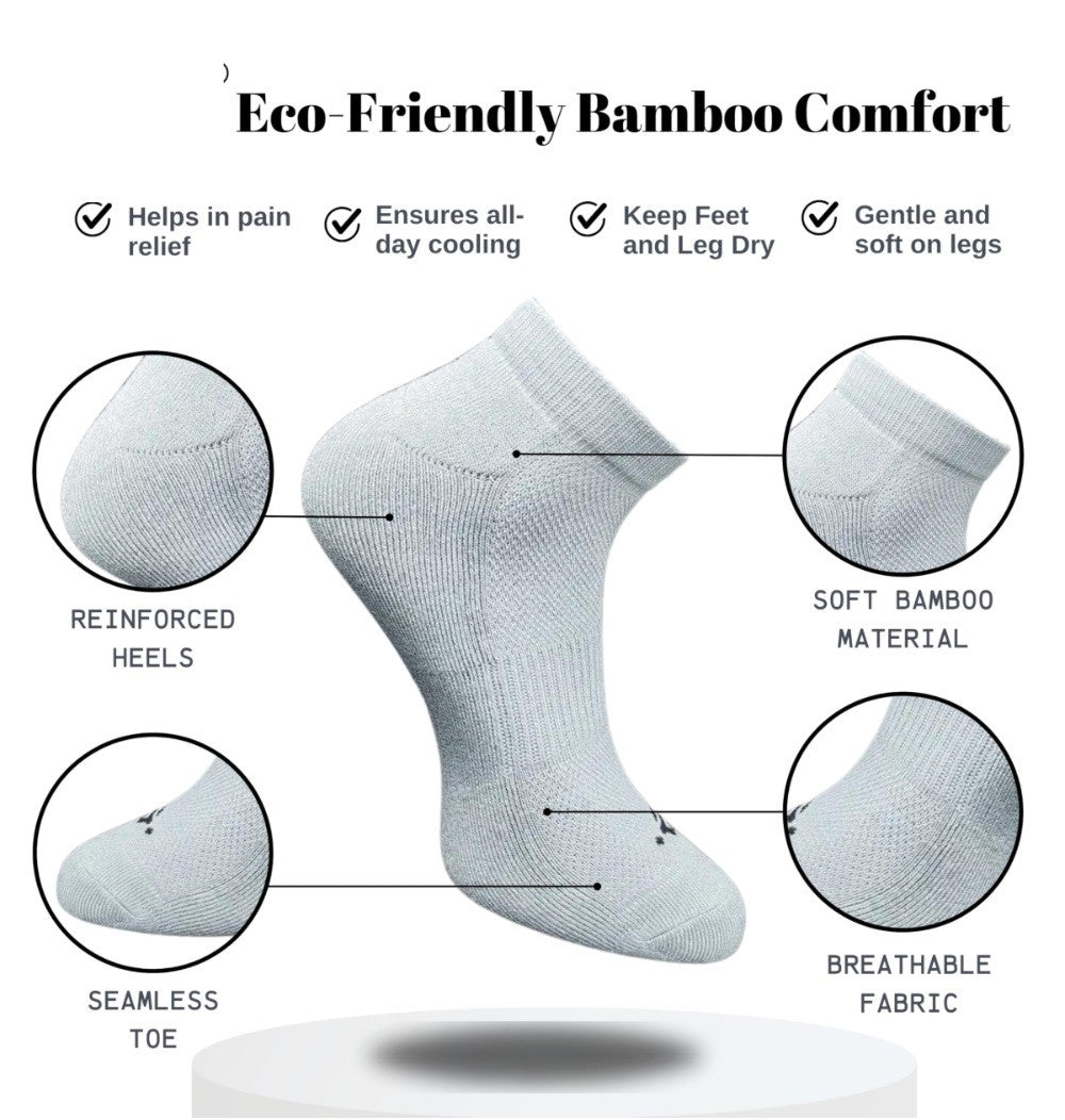 Pack of 3 Unisex Bamboo Blend Solid Low Cut Socks (Dark Grey, Light Grey)