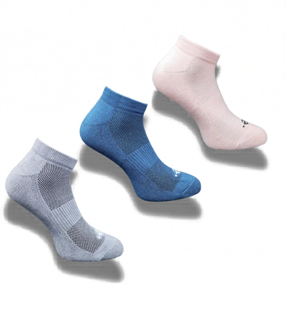 Pack of 3 Unisex Bamboo Blend Solid Low Cut Socks (Multicolor)