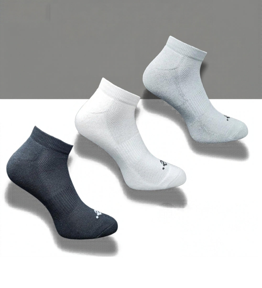Pack of 3 Unisex Bamboo Blend Solid Low Cut Socks (Multicolor)