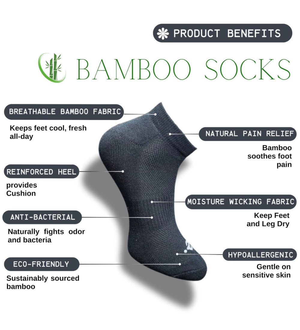 Pack of 3 Unisex Bamboo Blend Solid Low Cut Socks (Multicolor)