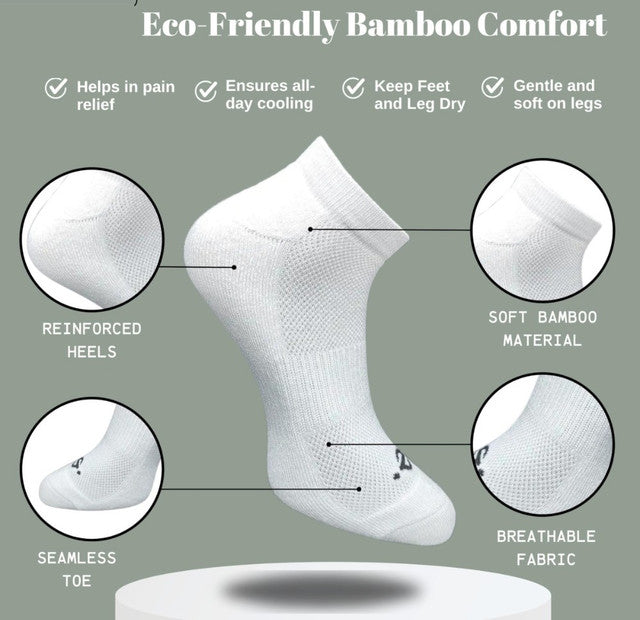 Pack of 3 Unisex Bamboo Blend Solid Low Cut Socks (Multicolor)