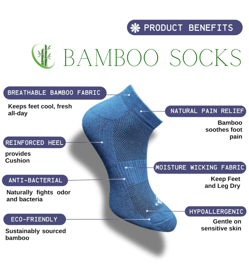 Pack of 3 Unisex Bamboo Blend Solid Low Cut Socks (Multicolor)