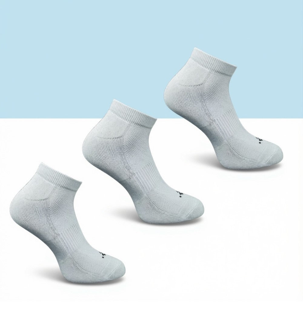 Pack of 3 Unisex Bamboo Blend Solid Low Cut Socks (Light Grey)