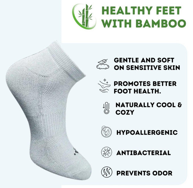 Pack of 3 Unisex Bamboo Blend Solid Low Cut Socks (Light Grey)