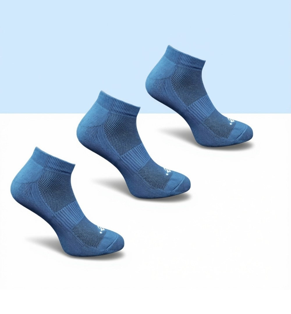 Pack of 3 Unisex Bamboo Blend Solid Low Cut Socks (Navy Blue)