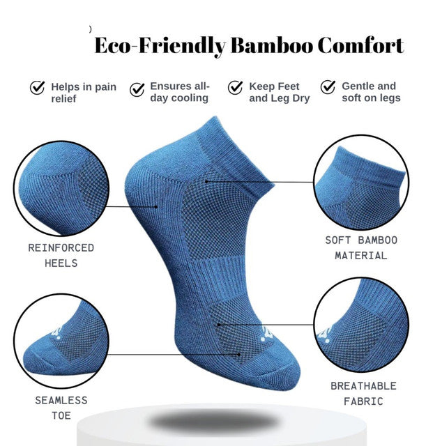 Pack of 3 Unisex Bamboo Blend Solid Low Cut Socks (Navy Blue)