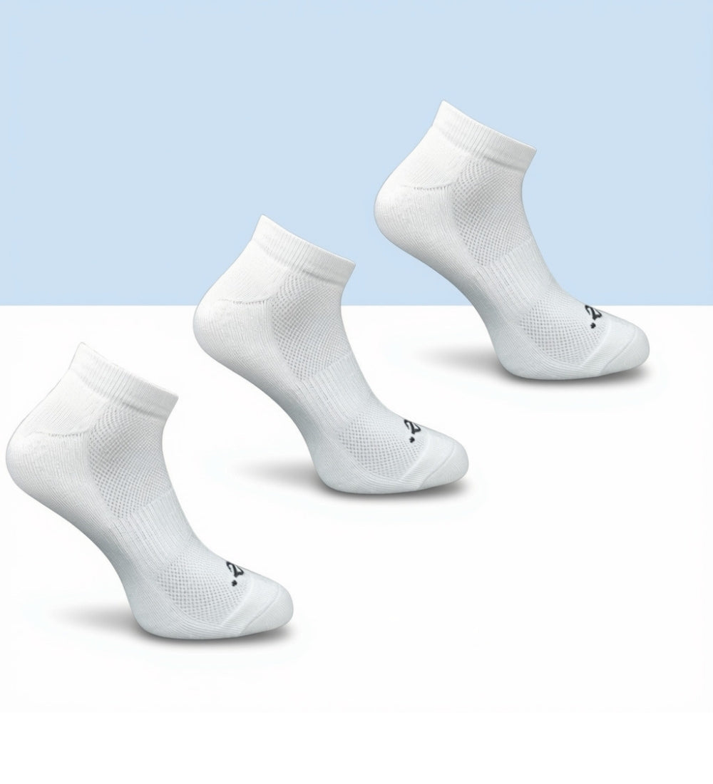 Pack of 3 Unisex Bamboo Blend Solid Low Cut Socks (Off White)