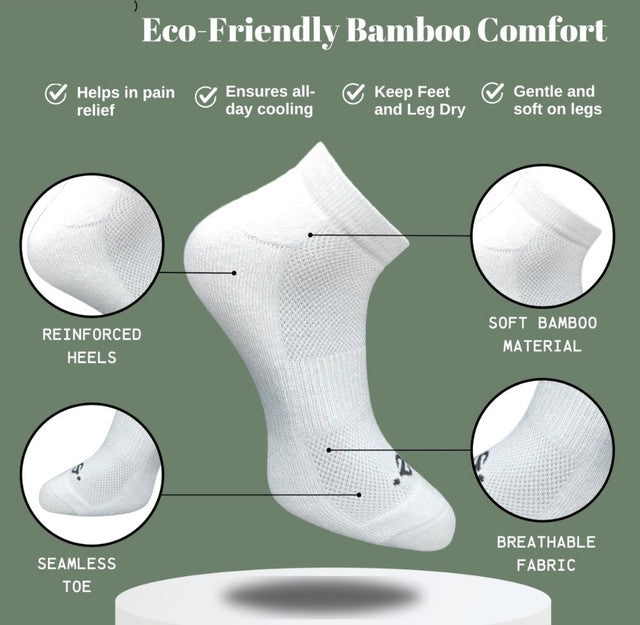 Pack of 3 Unisex Bamboo Blend Solid Low Cut Socks (Off White)