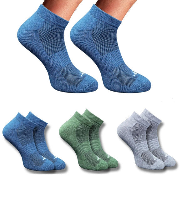 Pack of 3 Unisex Bamboo Blend Solid Low Cut Socks (Multicolor)