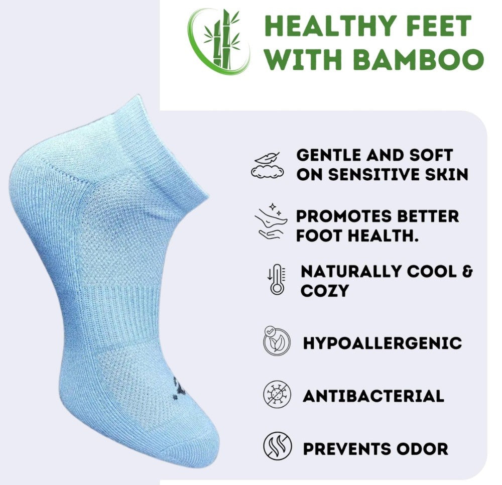 Pack of 3 Unisex Bamboo Blend Solid Low Cut Socks (Sky Blue, Off White)